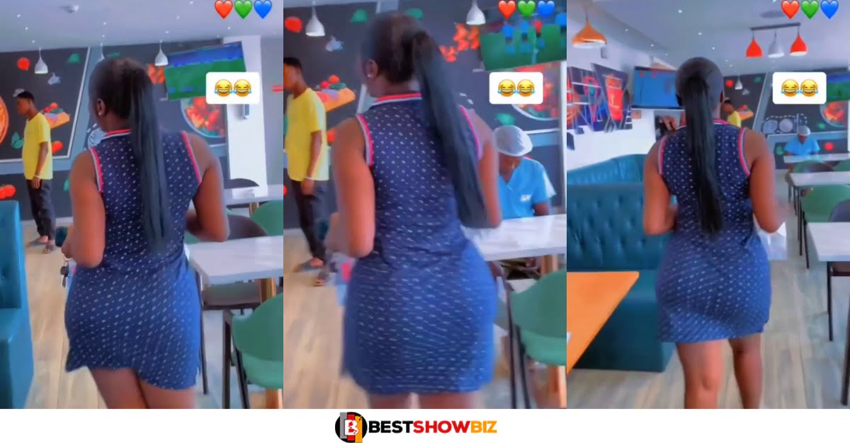Lady Confuses Men In A restaurant As She Shakes Her Big Nyᾶsh While Walking (Video)