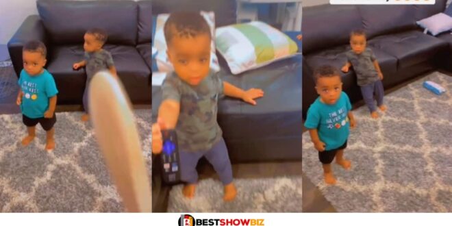 See The Reactions Of Baby Twins When Their Mother Tried To Scolds Them for Watching Cartoons Early in the Morning (Video)