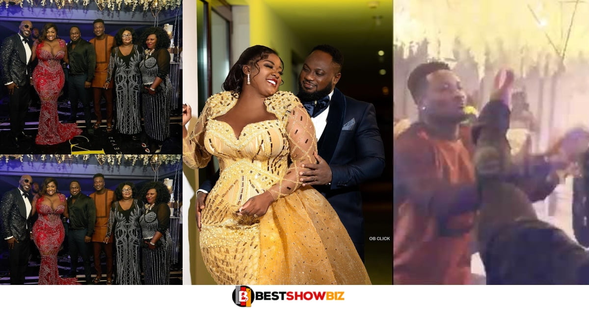 Watch The Moment Asamoah Gyan and other stars Stormed Tracey Boakye's Wedding Dinner (Video)