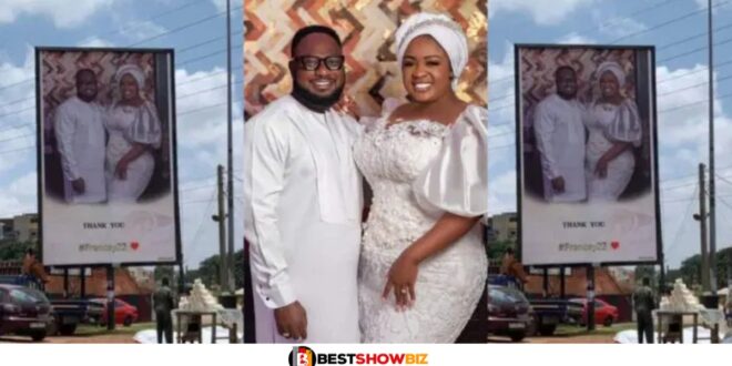 Tracey Boakye and her husband puts up billboard to thank Ghanaians