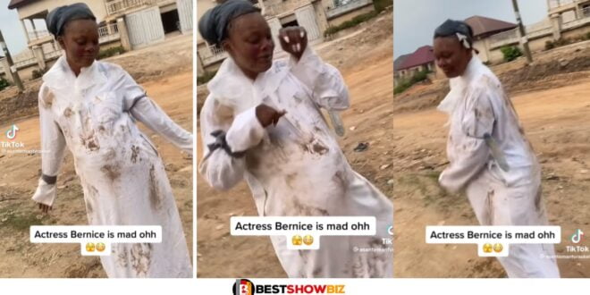 Netizens react to viral video of Actress Bernice Asare going crazy for sleeping with someone's husband. (watch)