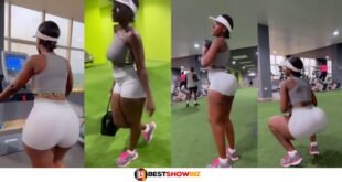 Hajia Bintu's Gym video causes confusion online as she flaunts her massive curves (Watch video)