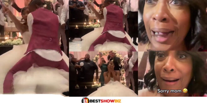 Bride's mother cries after the groom demonstrated what will happen in bed after the wedding (watch video)