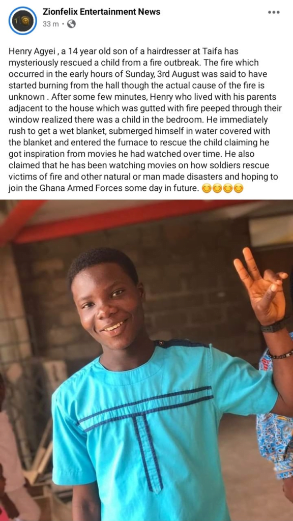 Massive Reactions As A 14yrs Old Boy Mysteriously Saves A Child's Life In Fire Outbreak; See How He Did It