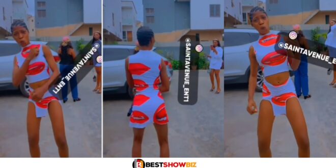 See the dress this slim girl was wearing that is making her trend online (watch video)
