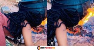 Village slay queen displays her massive nyἆsh whiles cooking in the kitchen (see photos)