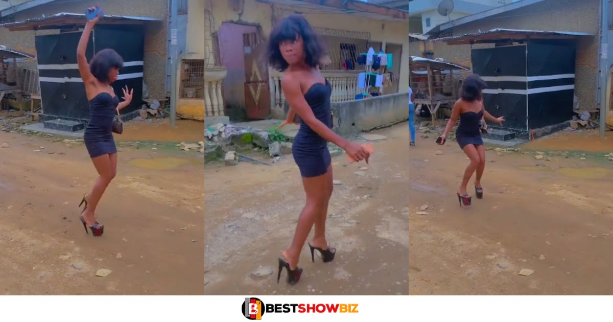 Slay queen embarrasses herself walking in high heels on the streets (watch video)