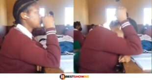 SHS girl spotted exposing her raw thigh in class to attract men (watch video)