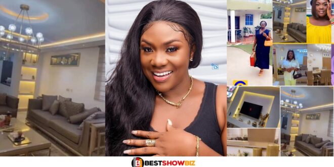 Actress Emelia Brobbey Flaunts her massive mansion on social media to challenge Jackie Appiah and Tracey Boakye (watch video)