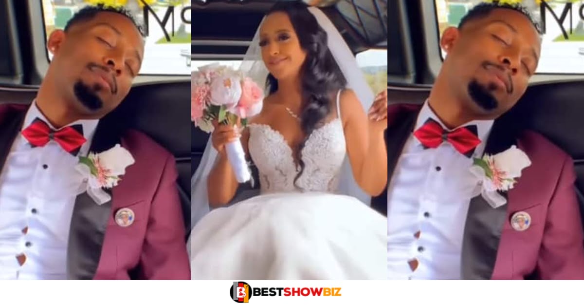 "He is tired"- Video of Groom sleeping on his way to his wedding surfaces online (watch)