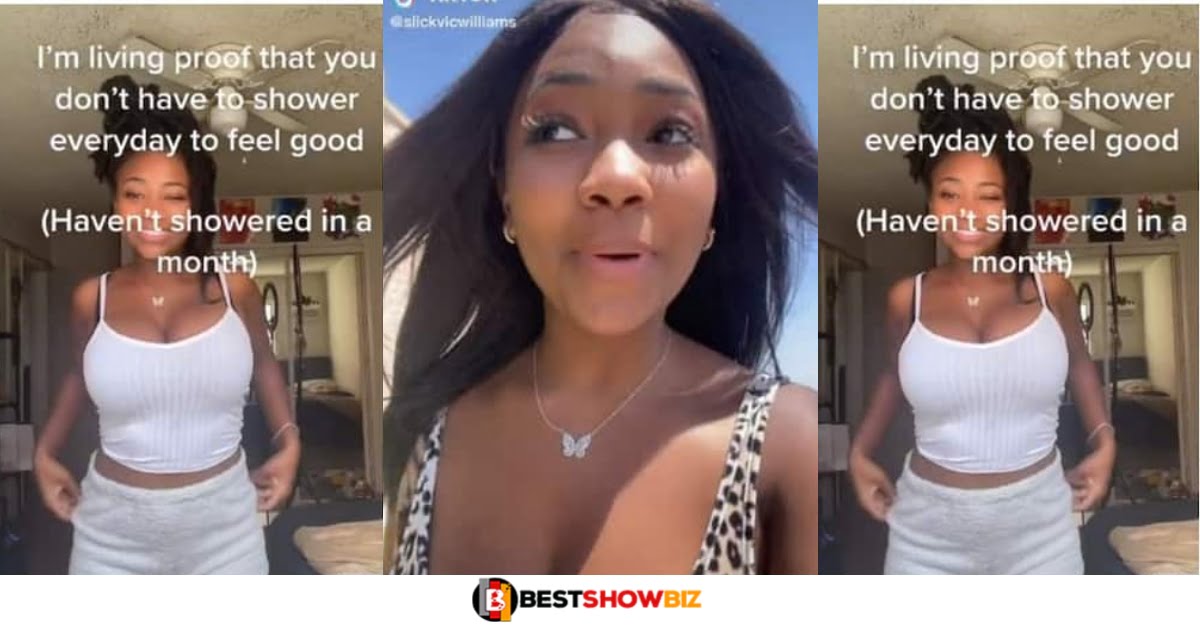 "I haven't bathed in one full month but I am ok"- Pretty lady reveals (video)