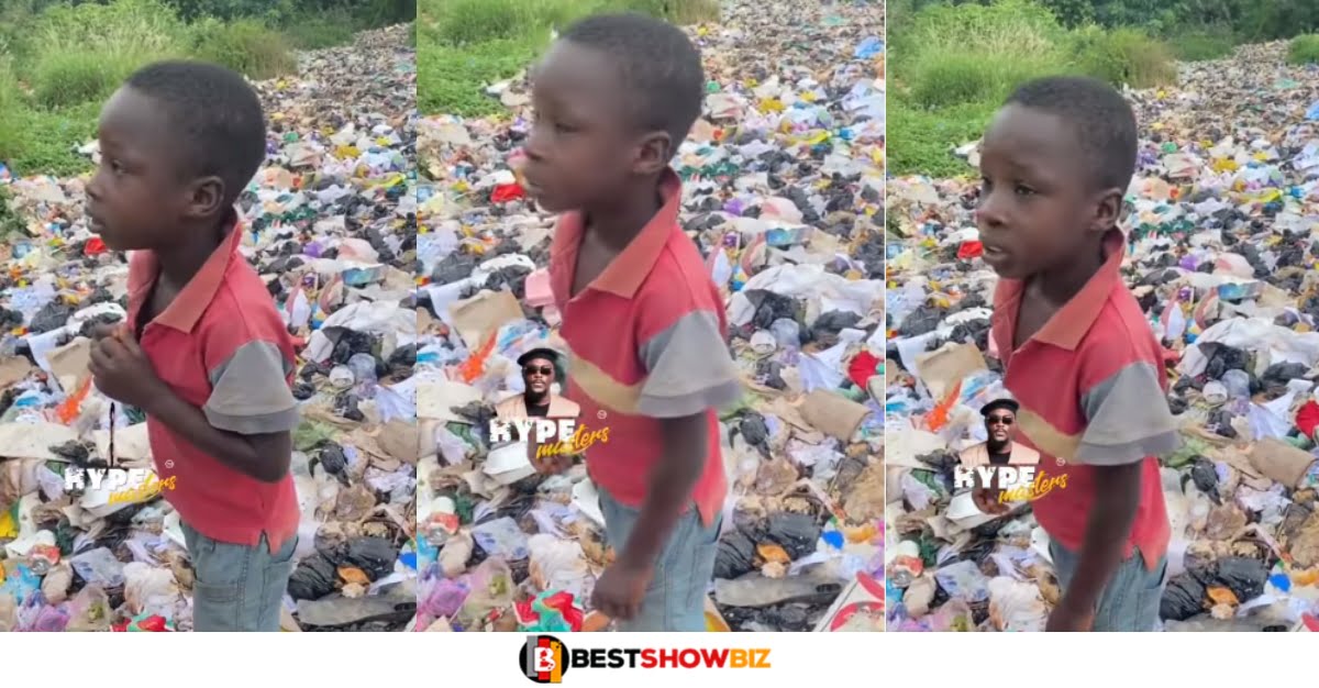 "I was sent"- Small boy says after he was caught gathering used sanitary pads in a dump (watch video)