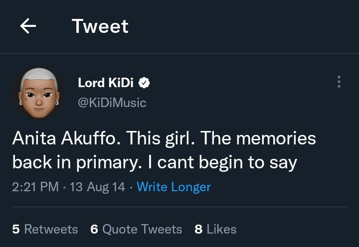 "Anita Akuffo was my first girlfriend back in primary school"- KiDi