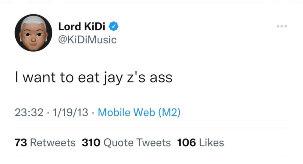 "Is KiDi Gᾶy?"- Netizens ask after old tweets of Kidi saying he wants to eat Jay-z's ass surfaced online
