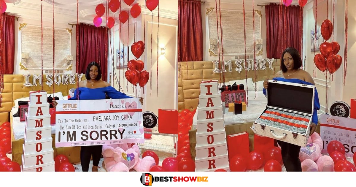 Lady receives a lot of money and a cheque from her boyfriend who wanted to say sorry to her