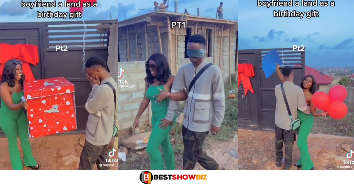 Beautiful Ghanaian Lady Gives Her Boyfriend A Land As A Birthday Gift - (VIDEOS)