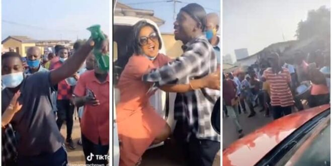 Nana Ama McBrown Gets Surrounded In Town By Large Crowd As She Shares Hugs To Her Fans (watch video)