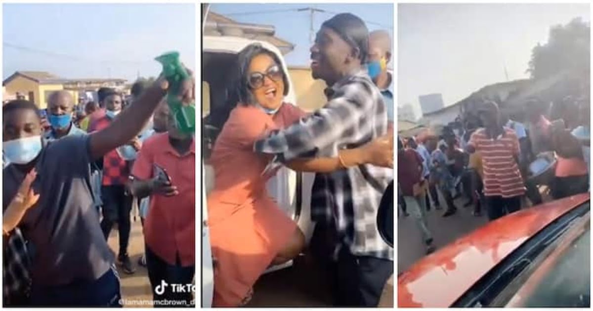 Nana Ama McBrown Gets Surrounded In Town By Large Crowd As She Shares Hugs To Her Fans (watch video)