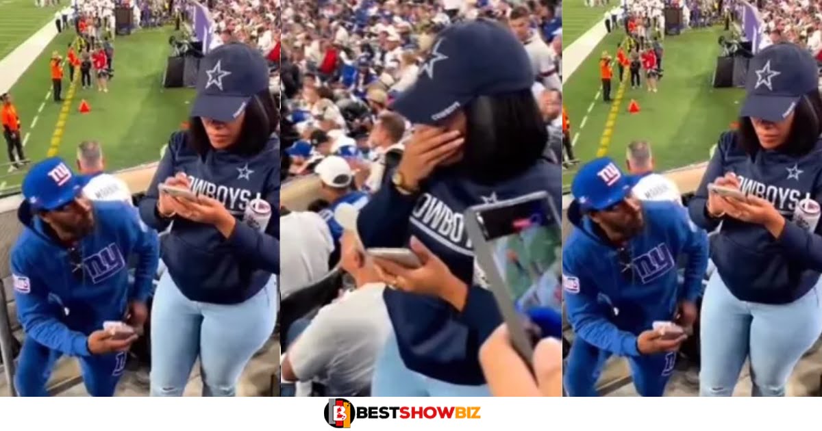 Video Of A Man Proposing To His Girlfriend At The Stadium Hit Online