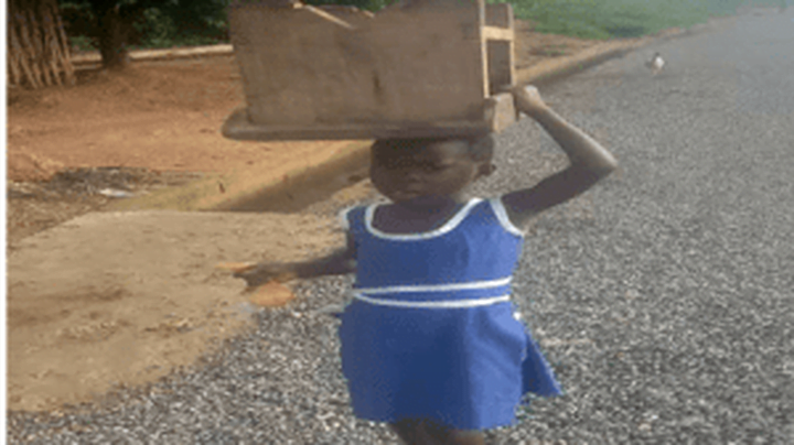Nursery Kids In Abenabo Carry Their Own Own Stool To School (So sad)