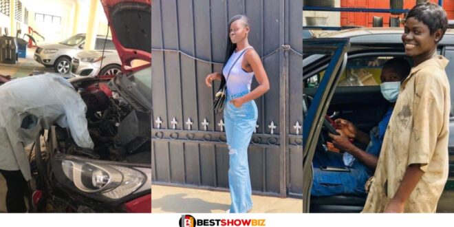 See Photos of the beautiful lady who works as a mechanic