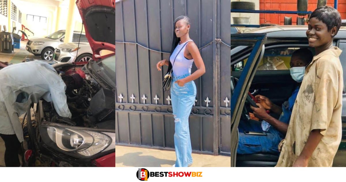 See Photos of the beautiful lady who works as a mechanic