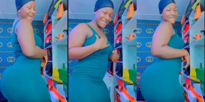 Pretty lady with big nyἇsh flaunts it on social media as she dances to stonebwoy's song (watch video)