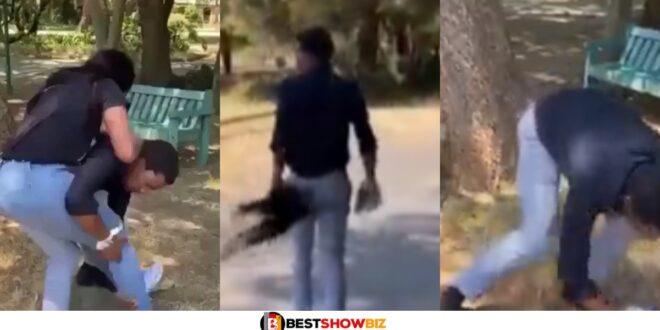 Man removes the wig and shoes he bought for his ex-girlfriend after seeing her in town (watch video)