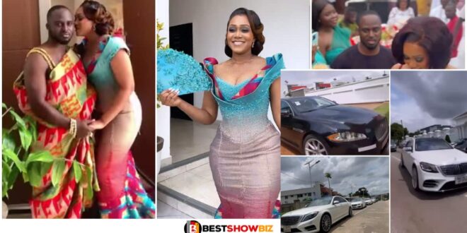 'Money is talking' - Lastest Wedding In Ghana Marked With Long Convoy of Jaguar, Maybach, Benz, and a lot of luxury cars (video)