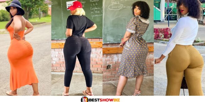 Beautiful school teacher slammed for flaunting her massive nyἆsh in class (see photos)
