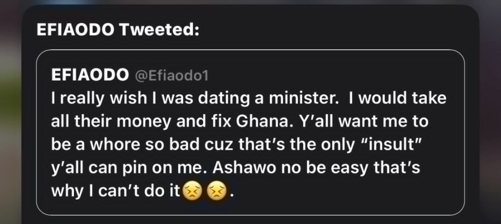 Ashawo Is Not Easy I Wish I Was Dating A Minister – Efia Odo