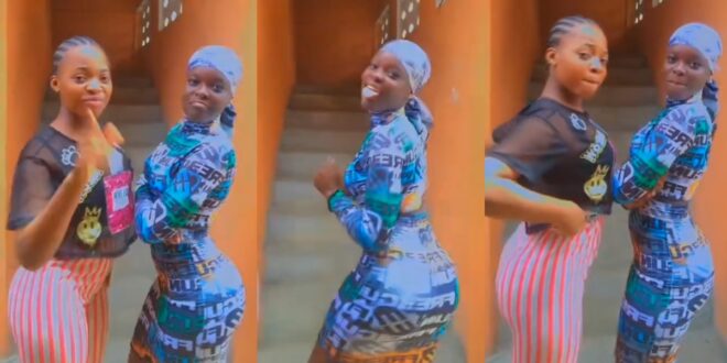 Two upcoming slay queens cause confusion online with their tw3rk!ng talent (watch video)