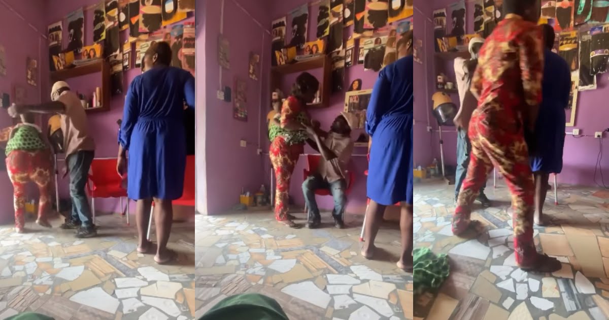 Woman Fights Her Husband and His Sidechic After Catching Them At A Salon - Watch Video