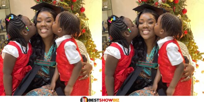 Stonebwoy's Wife Dr. Louisa Gets Master's Degree From GIMPA, Her Kids Congratulate her