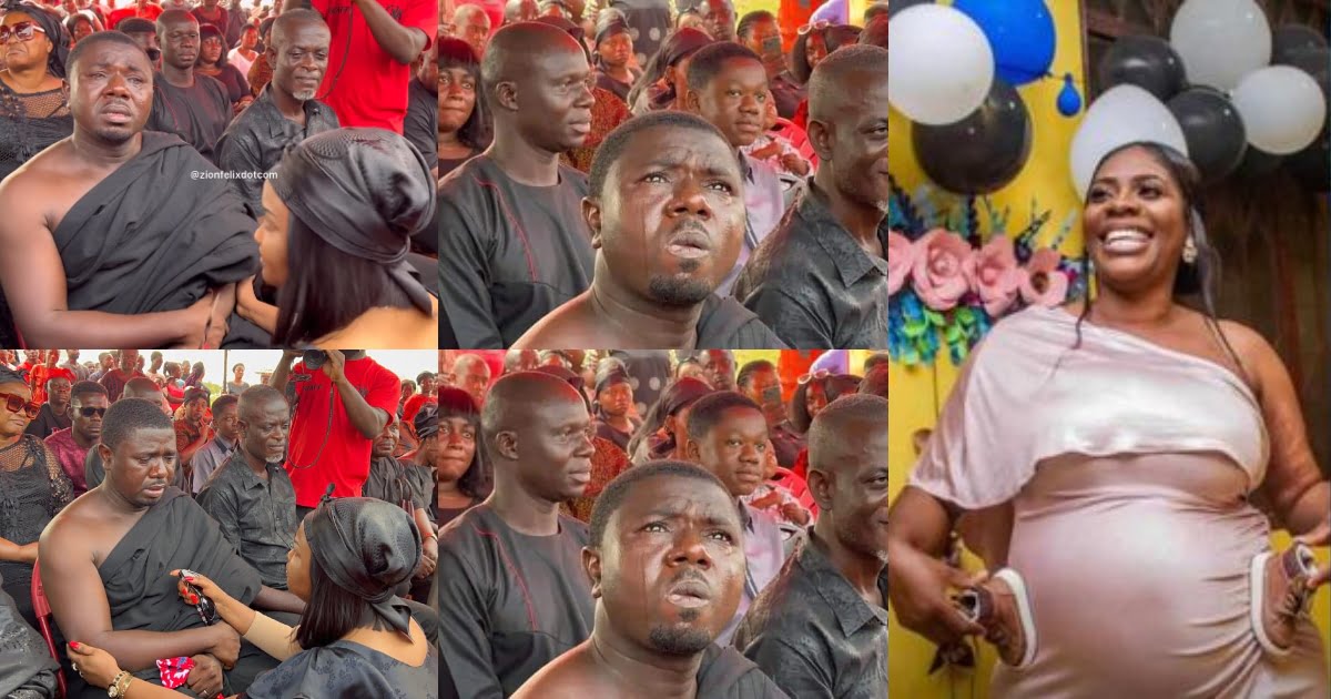 Sad Video Of Okomfo Kolegae Crying Bitterly As McBrown Consoles Him At Wife's Funeral - Watch