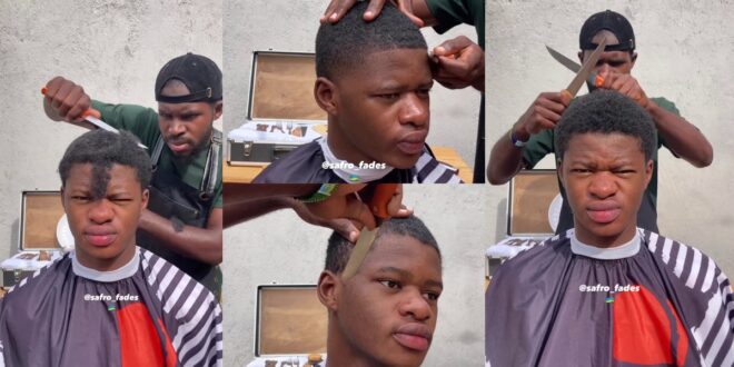 Barber Stirs Online As He Cuts Hair With Knives in New Video