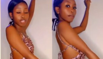 "Where is your b()0bs"- Netizens blast young lady for doing seductive dance moves in a new video