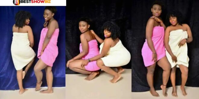 Two slay queens go viral after doing a photoshoot wearing towels only (see images)