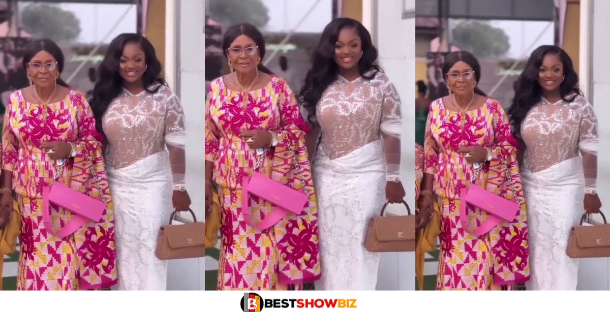 Jackie Appiah’s Mother Steals All Attention Looking Beautiful And Flashy As A Wedding Guest - Video