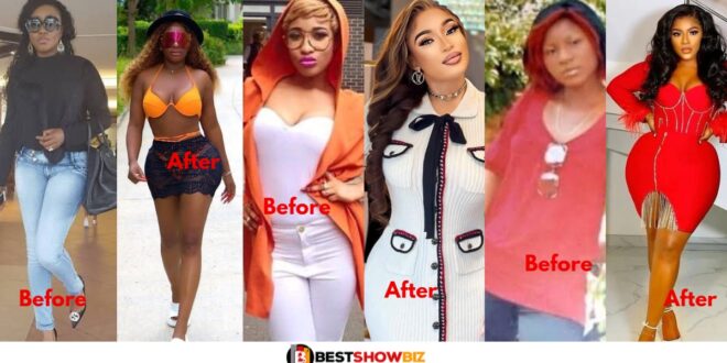 See Before And After Photos of Popular Female Nigerian Celebrities Who Have Undergone Brazilan Butt Lift (BBL)