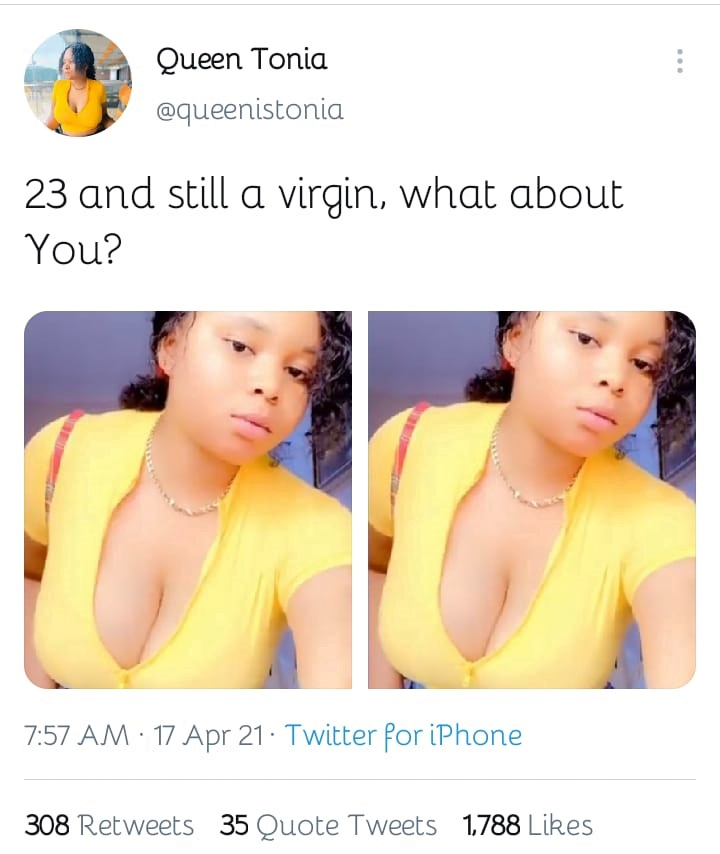 "I am proud to be a virgin at the age of 23"- Nigerian lady proudly declares