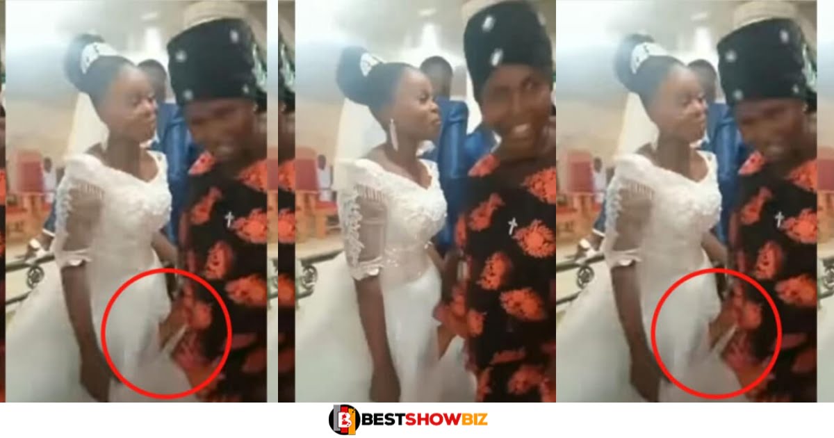 Ex-boyfriend of bride spotted touching her private part during church wedding (Watch video)