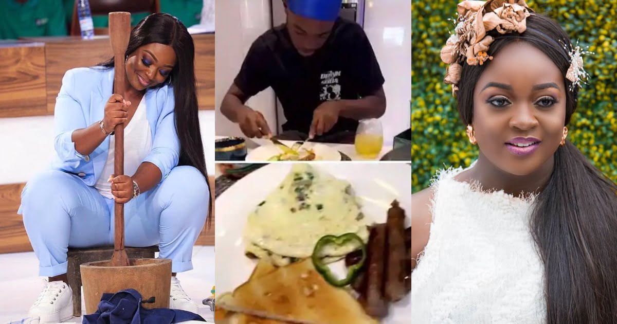 Jackie Appiah Cooks For Her Son And Records Him As He Eats - Video