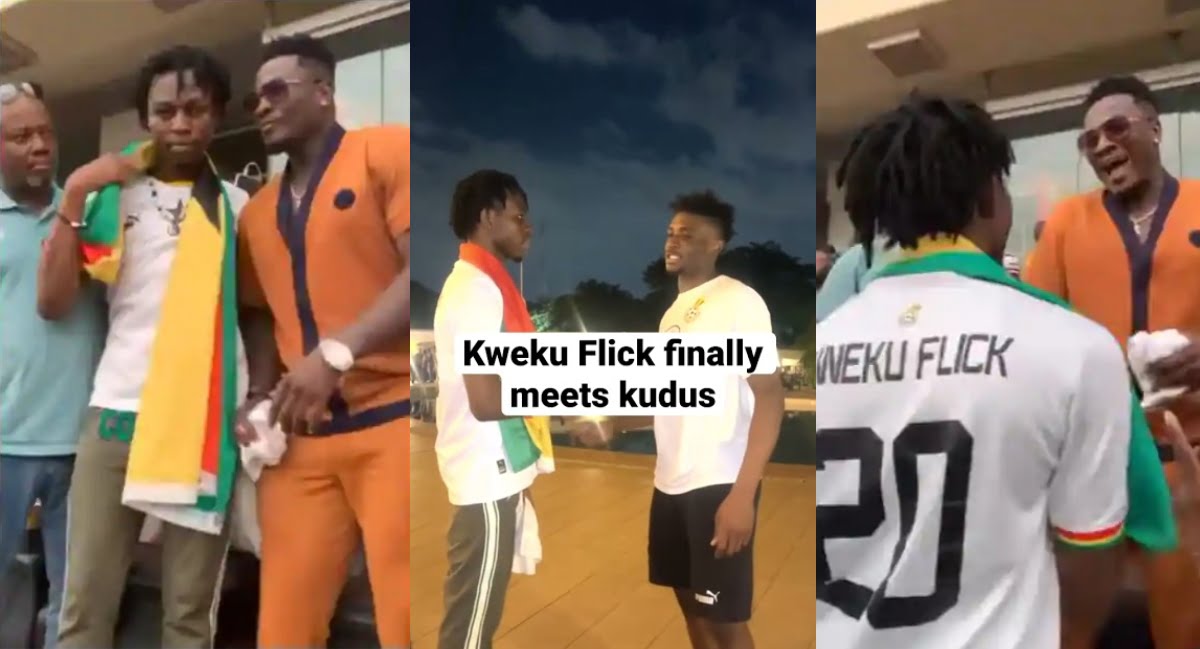 Kweku Flick For The First Time Meets Asamoah Gyan And Kudus After Composing a Song For The Black Stars - Videos