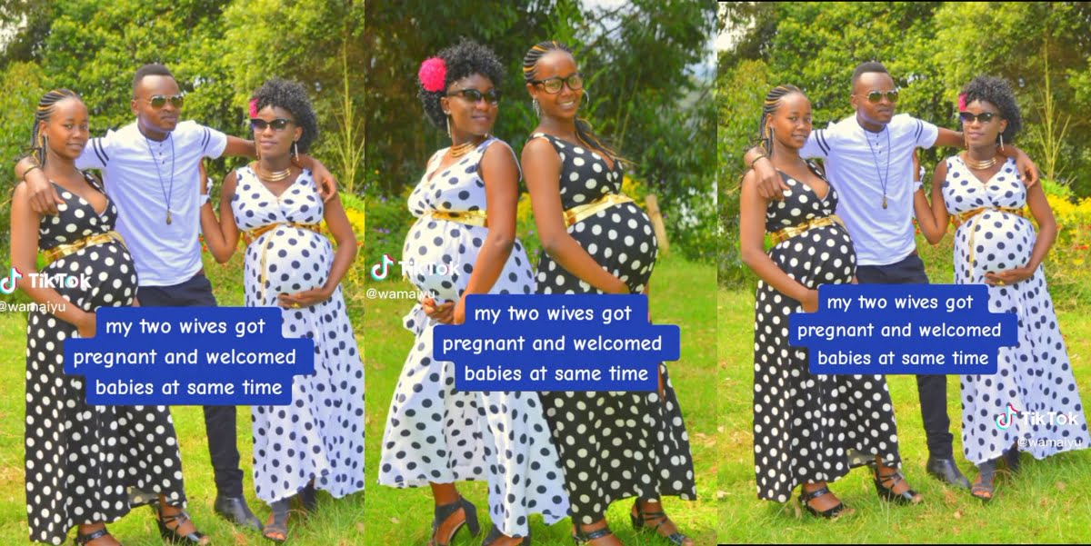 Man Who Married 2 Young Ladies Celebrates as They Get Pregnant and Give Birth at Same Time