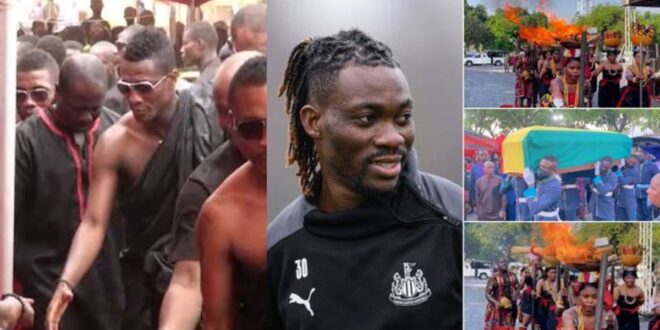 Asamoah Gyan spotted singing with a live band at Atsu's funeral (watch video)