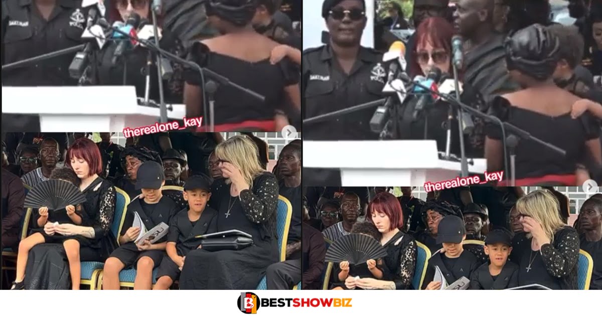 Watch the emotional moment Christian Atsu's wife broke down in tears at his funeral (Watch video)