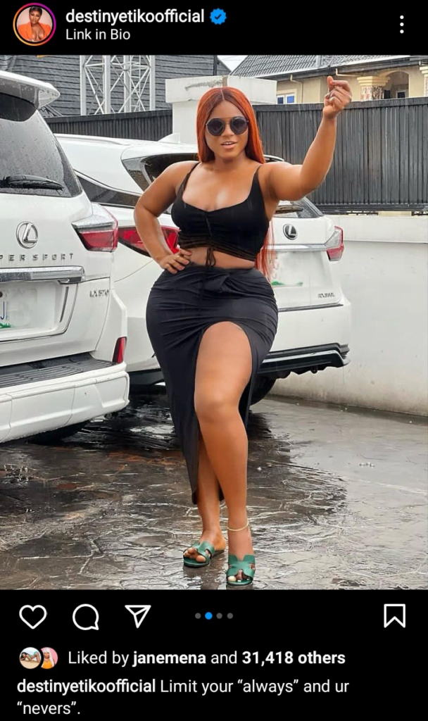 "Perfect body"- Actress Destiny Etiko Shares New Stunning Photos Of Herself On Instagram (See photos)