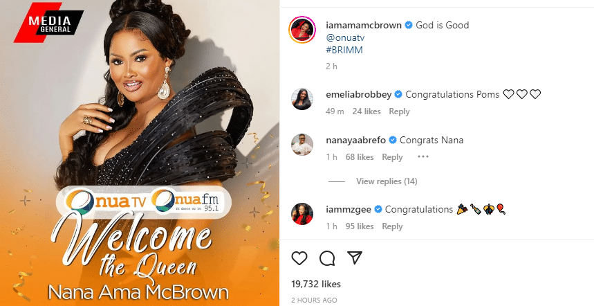 Nana Ama McBrown given a queen's welcome as Onua TV unveils her (watch video)