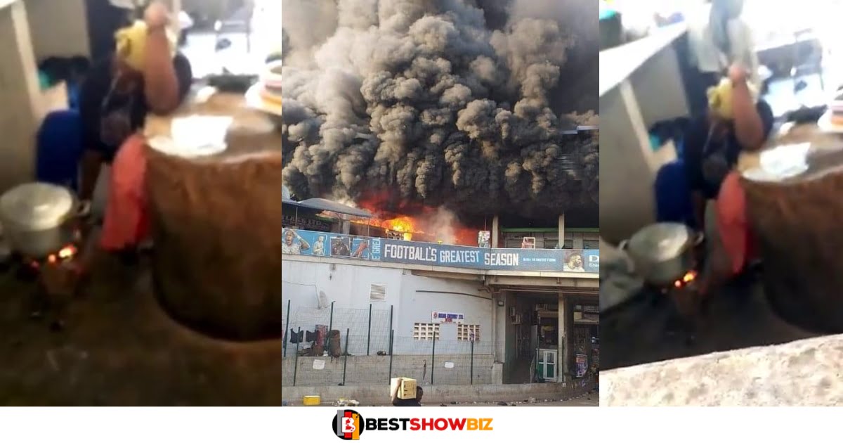 "Ghanaians don't learn"- Market Woman arrested for cooking at re-opened Kejetia Market after the fire (watch video)